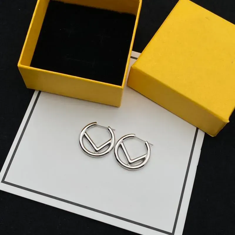 jewelry Earings Designer Jewelry Gold Hoop Earring Accessories F Letter Luxurys Studs Silver Earrings Boucles Size 3cm Box 22062203R