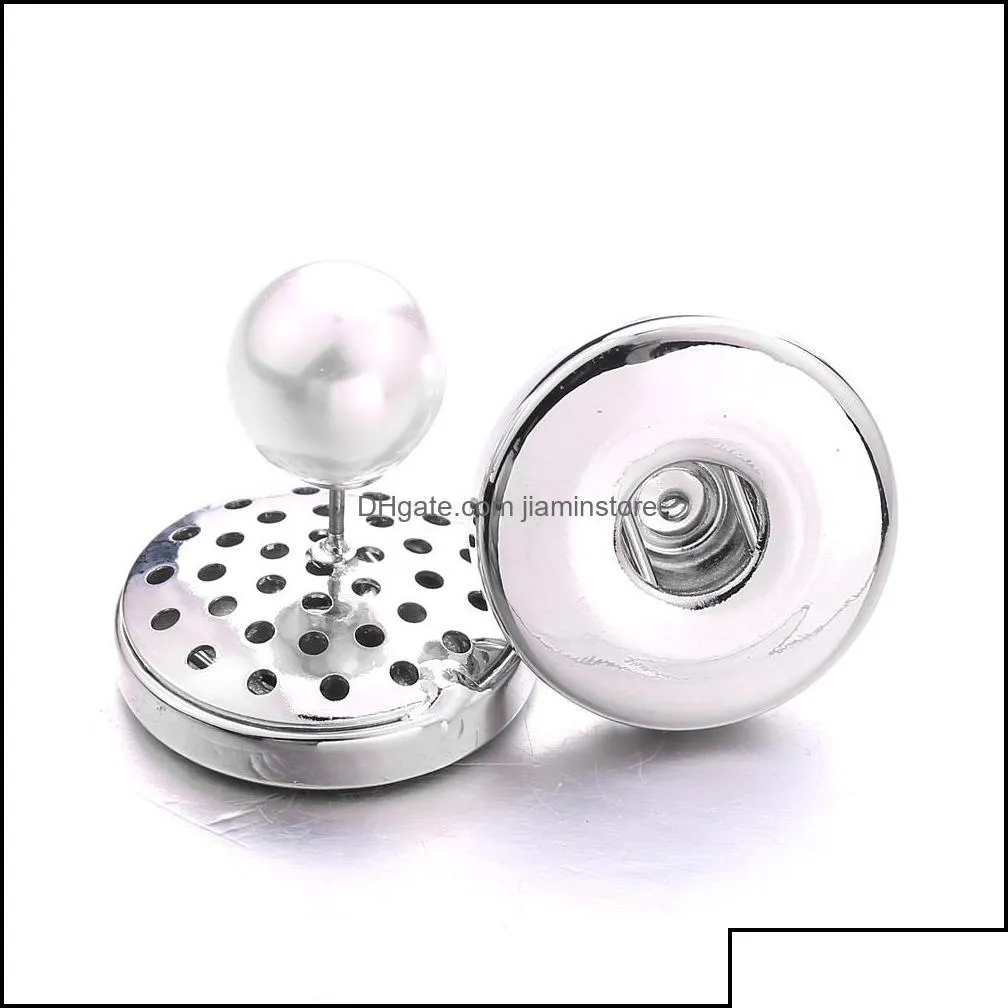 Stud Stud Simple Sier Plated 12mm 18mm Snap Button Pearl örhängen för kvinnor Män Snaps Knappar smycken Drop Leverans otwra DHTG0