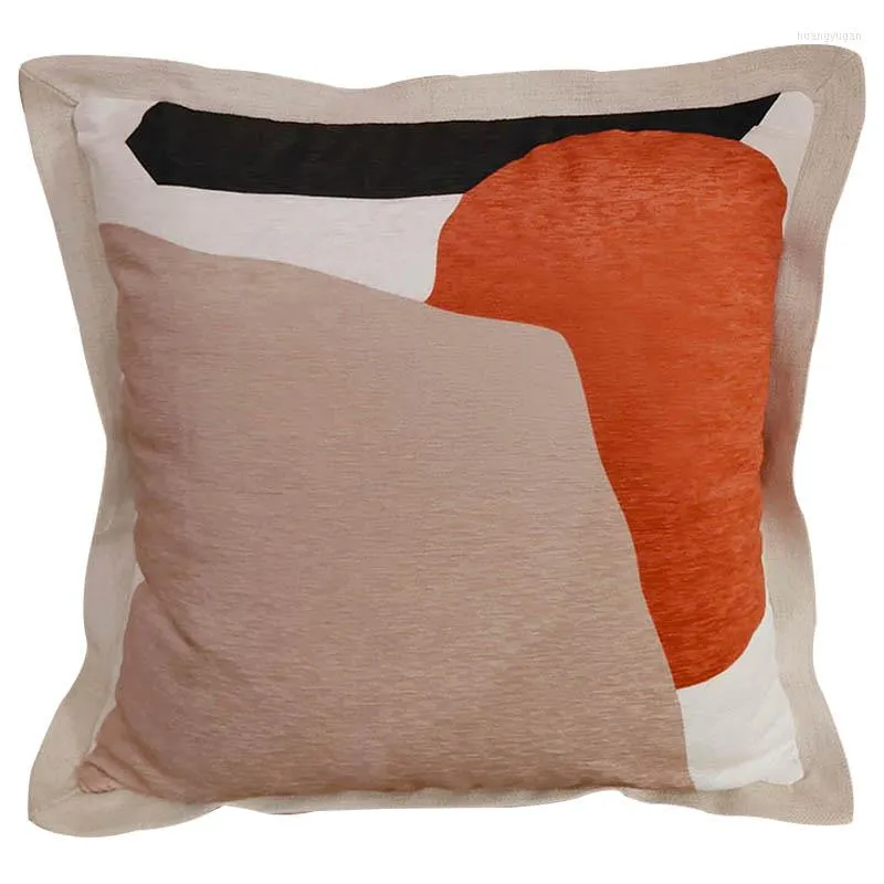 DUNXDECO – housse de coussin décorative, taie d'oreiller, moderne, Simple, Art géométrique, Patchwork imprimé, Chenille douce, Coussin de canapé pour chambre