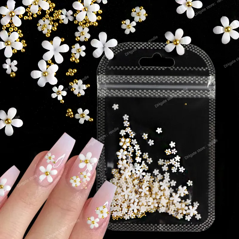 100pcs 3D Acrylic Camellias Flower Nail Art Decoration Clear