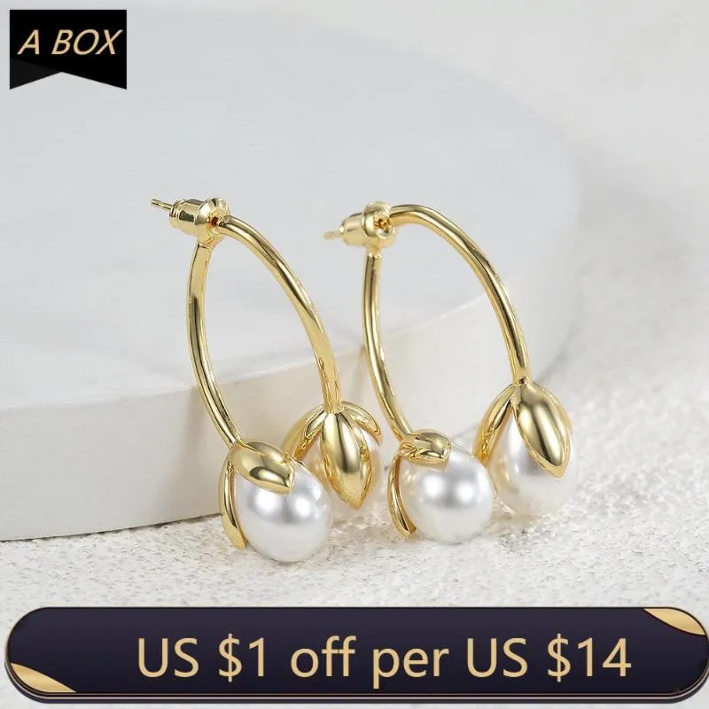 Baumeln Sie Ohrringe Art und Weise französische Perlen-Blumen-Ohrringeemperament Senior Vintage-Stil High-End-Schmuck