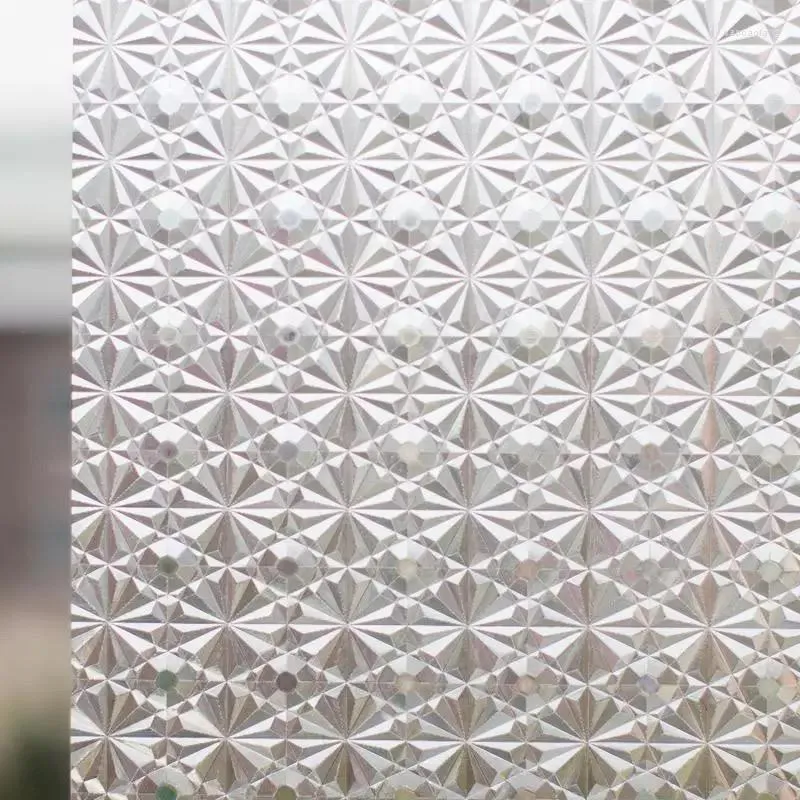 Window Stickers Frosted Film 3D Diamond Decorative Static Cling Self Adhesive Privacy Glass Decoration 90 x 300 cm