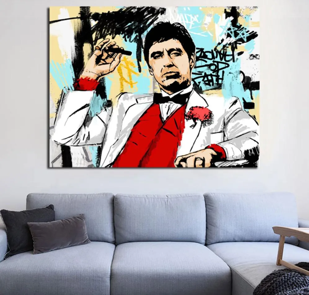 Tony Montana Film Classico Minimalista Posa Wall Art Canvas Poster Stampato Su Tela Pittura A Olio Immagine Decorativa Camera Da Letto Home Deco4584413
