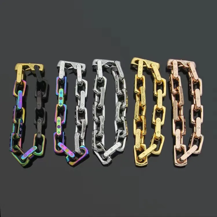 Brand Classic V-shaped Square Chain Bracelet New Fashion Four Leaf Flower Designer Bracelet for Men's High Quality Luxury Jewelry