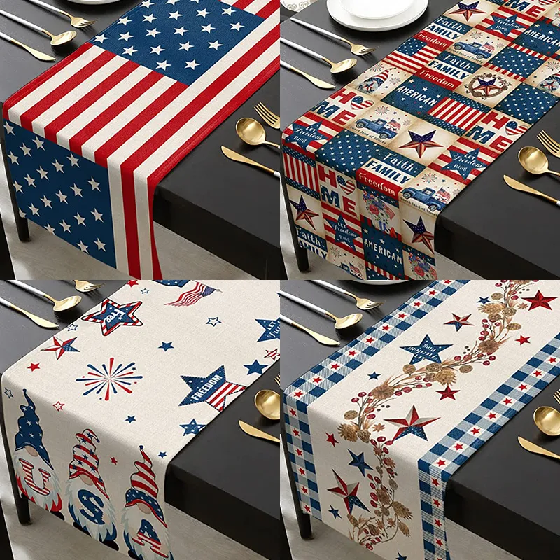 Nouveau jour de l'indépendance américaine linge de Table drapeau imprimé salon Table d'appoint vacances tissu décoratif nappe nordique 33*183 cm