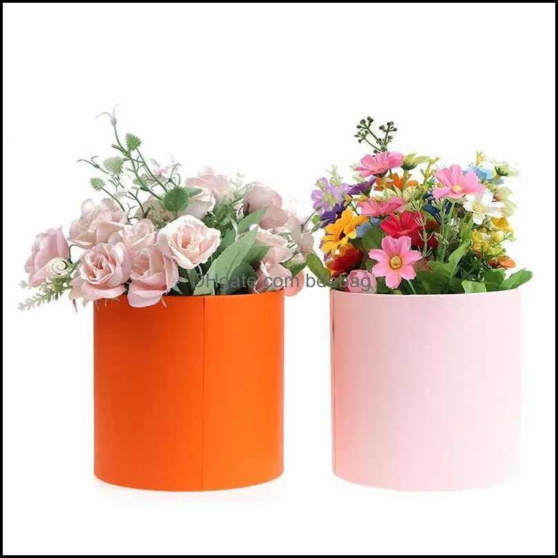 Gift Wrap Round Floral Boxes Women Flower Packaging Paper Bag With Hat For Florist Bouquet Box Party Storage