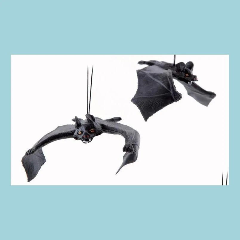 Andra festliga festförsörjningar Halloween gummi bat hängande droo 3D fladdermöss skräck skrämmande dekoration rekvisita simation livlig djur bla dhr1o