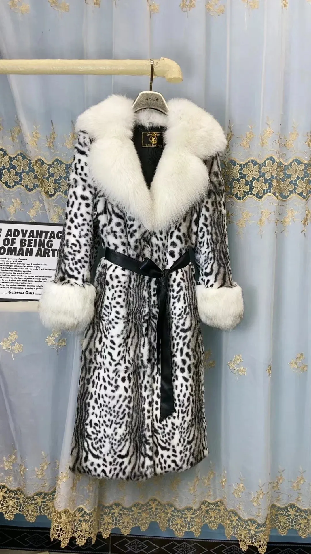 Fur Coat Womens Winter Fashion Real Rabbit Jacket With Collar