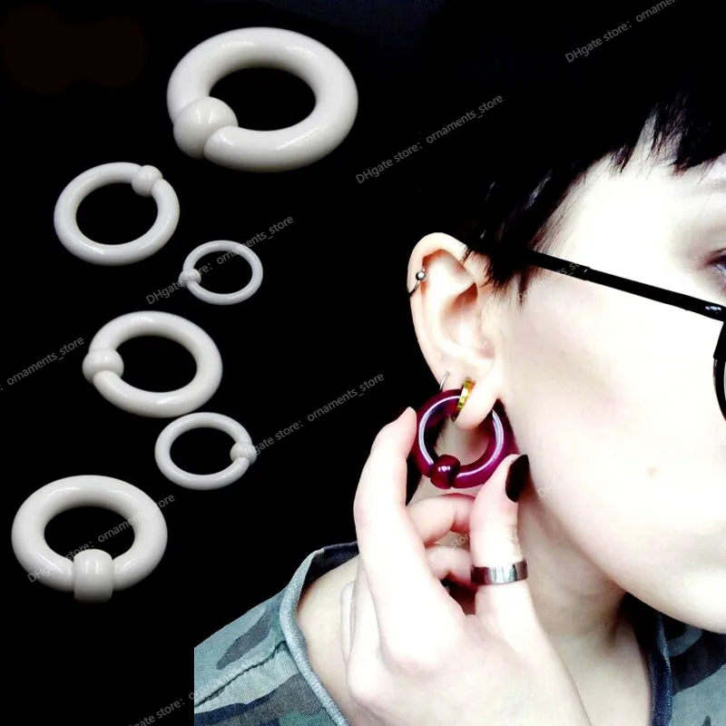 1Pair Acrilico BCR Grande Grande Formato Gigante Captive Bead Anello Ear Tunnel Plug Espansore Guauge Maschio Anello al Naso Penetranti Gioielli per il corpo Gioielli per il corpoPiercing Gioielli espansore