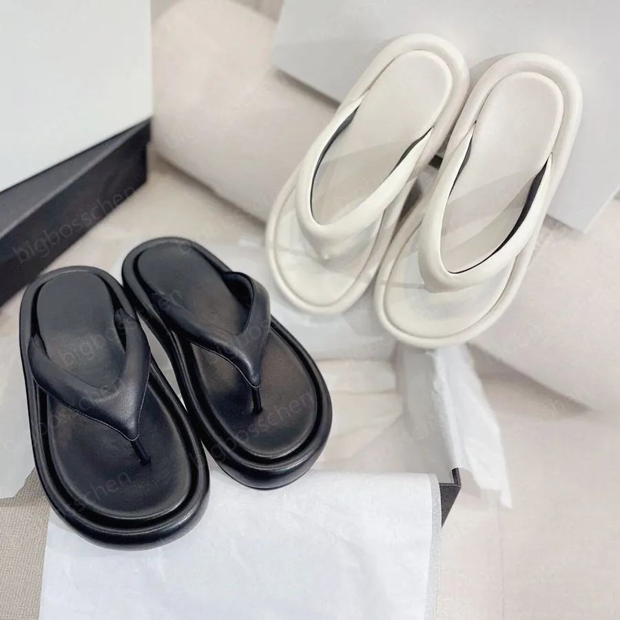 Mulheres The Row Flip-Flops Slides Slides para Sandálias de Designer de Luxúria Moda Moda Bottilho Black Branco Casual Sapatos de praia Casual 35-40 Caixa