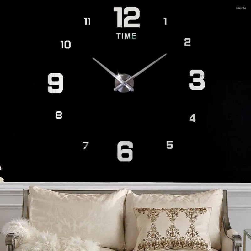Wall Clocks Large 3D Clock Modern Design DIY Acrylic Silent Mechanism Sticker Living Room Decor