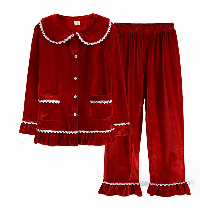 Abiti coordinati per la famiglia di Natale ragazze ragazzi pleuche vestiti set bambini bavero monopetto top a maniche lunghe con pantaloni 2 pezzi pigiama natalizio mamma e me Z5296