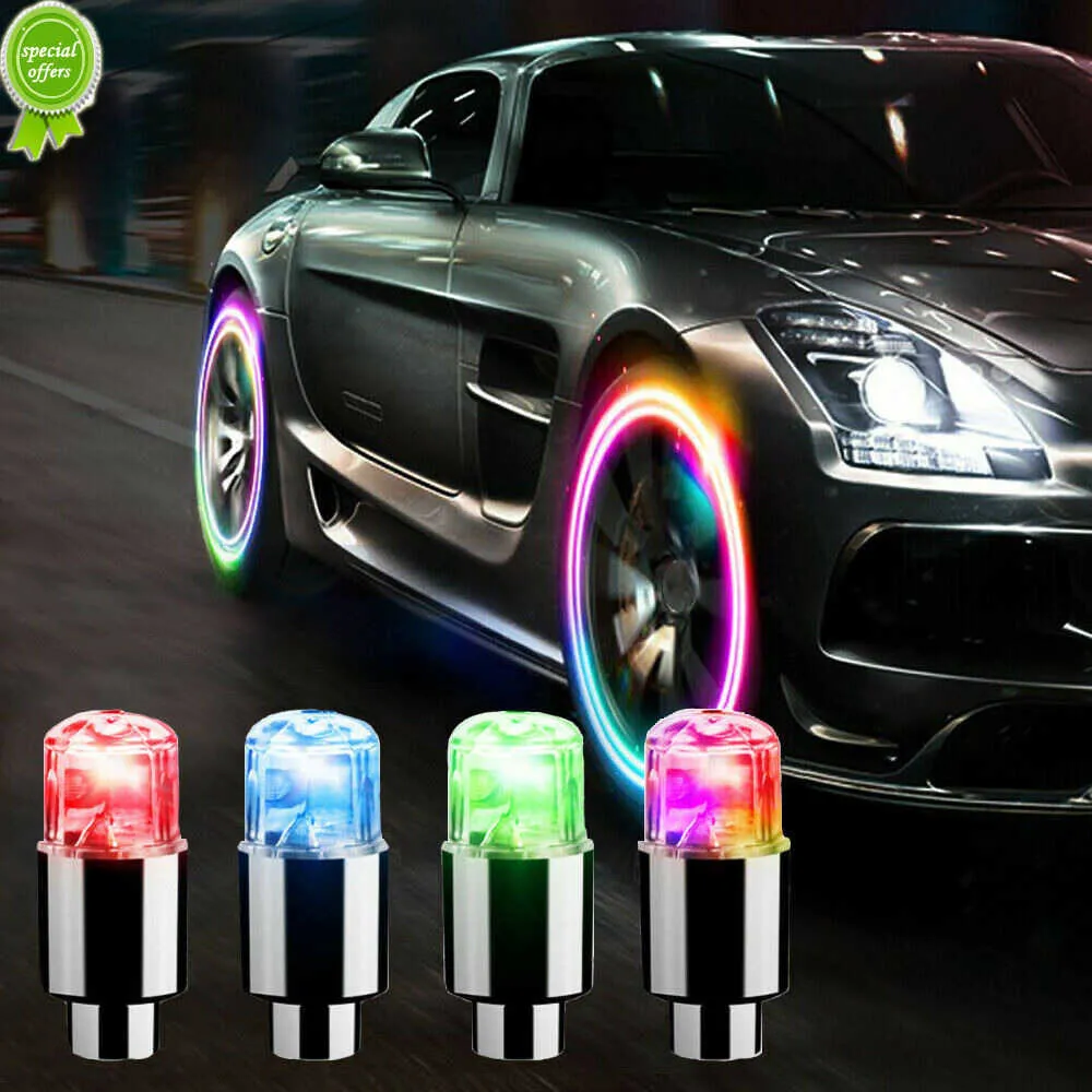 New 4 Pcs Wheel Lights Cap Car Auto Wheel Tire Tyre Air Valve Stem LED Light Cap Cover Accessories For Bike Car Motorcycle Waterproo