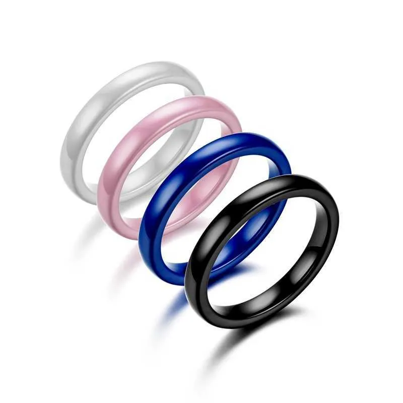 Bandringar Jioromy Colorful 3mm Ceramic Rings for Women Smooth Pink Black Blue White Rings Elegant Top Quality Engagement Jewelry Gift AA230417