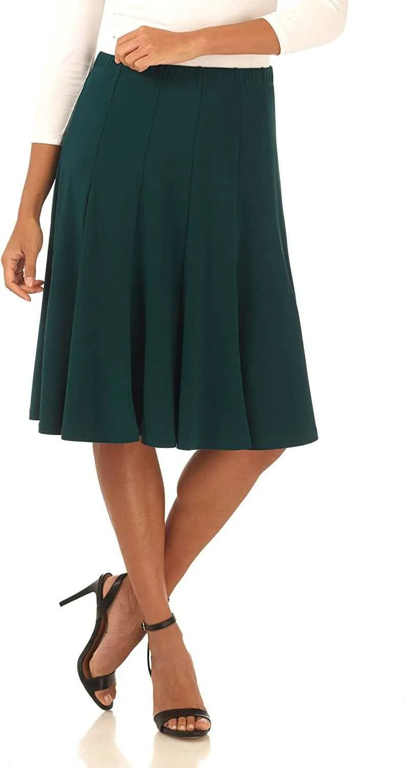 Rekucci Women's Ease into Comfort Flared Knee Length Knit Skirt