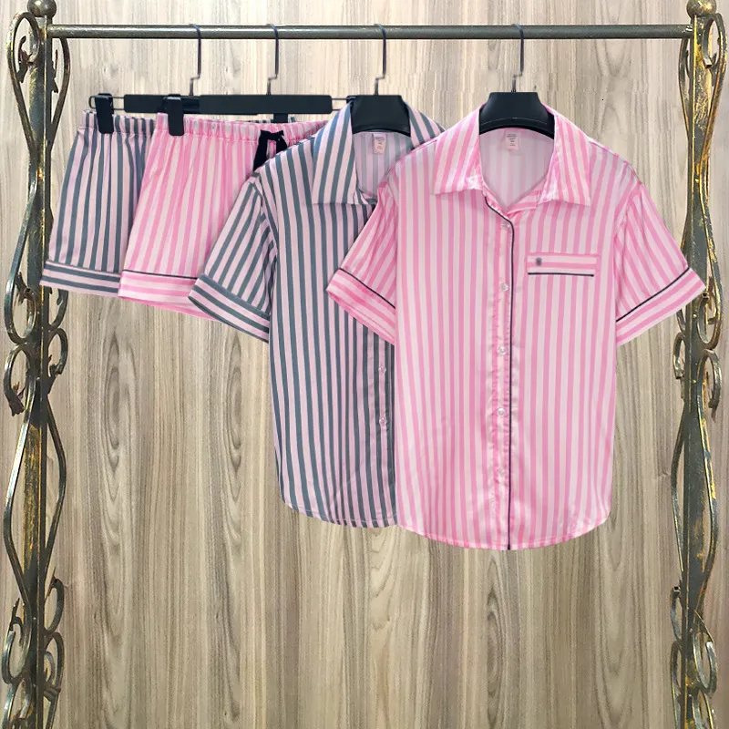 Victoria's Secret ピンクストライプ サテンパジャマセット Victoria's