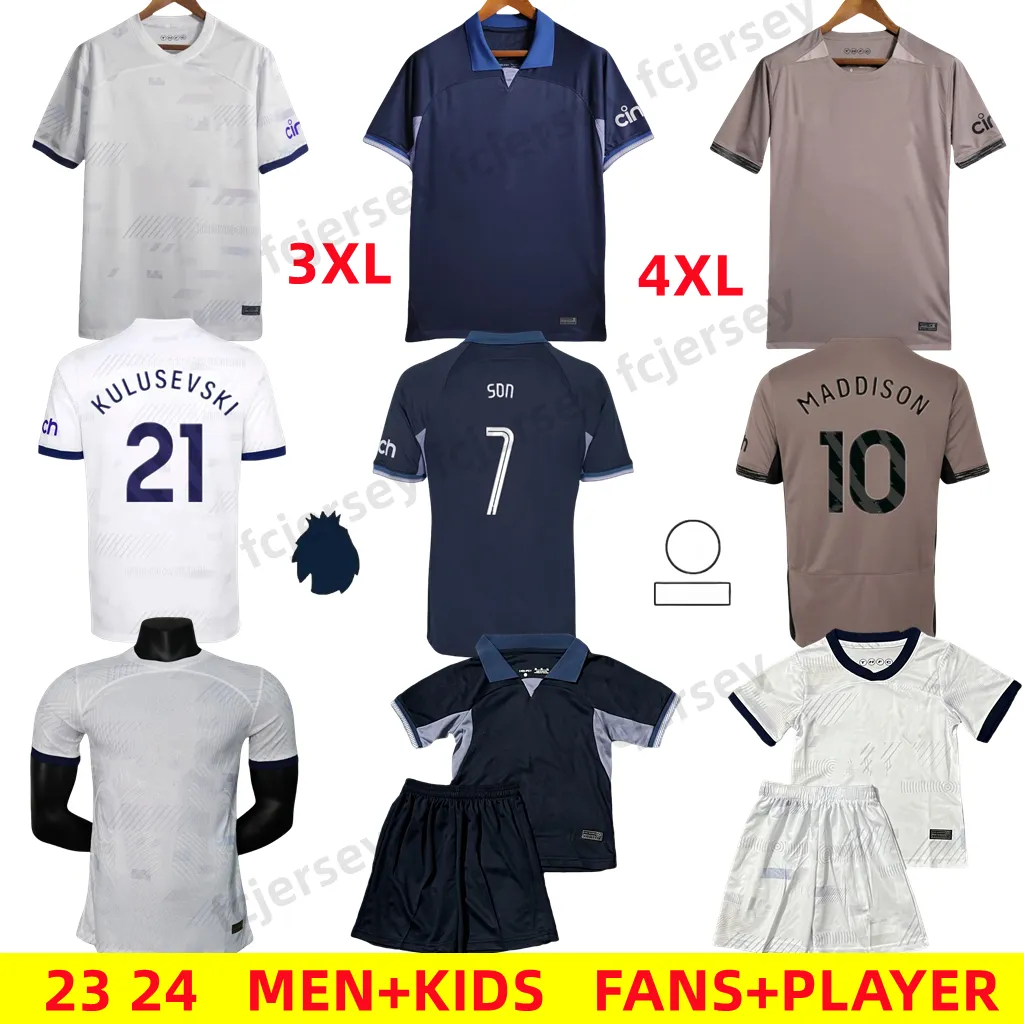 23 24 Jerseys de futebol RIHARLISON PEDRO PORRO home away kit camisa MADDISON SON Kids Set 16-28 KULUSEVSKI ROMERO S-4XL 2023 24 fãs jersey