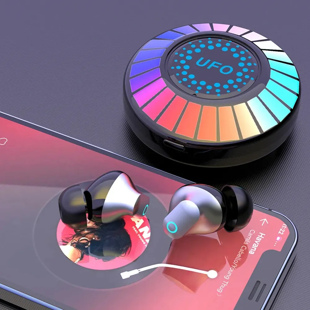 UFO Style Color Led Display Bluetooth Earphones True Stereo