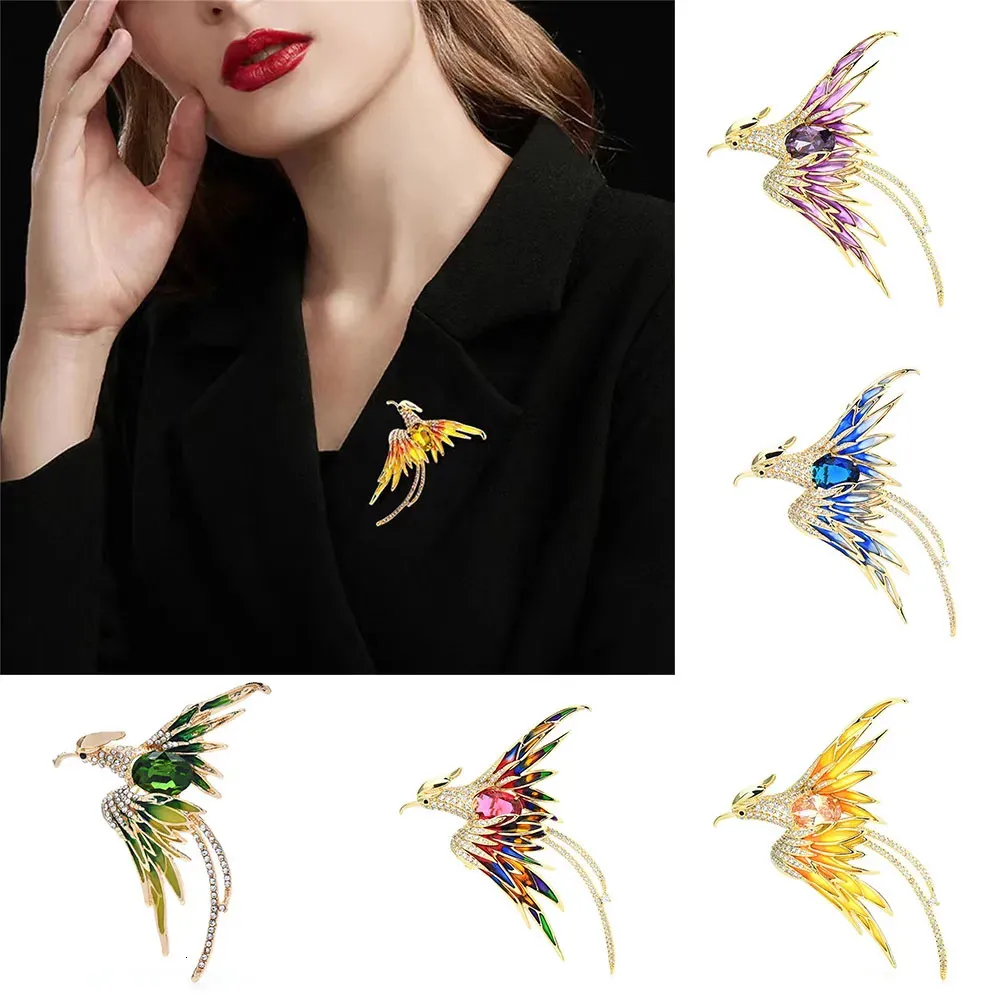 Pins Broches Prachtige Phoenix Broche voor Vrouwen Luxe Emaille Kleur PINs Mode Doek Tassen Accessoires Elegante Vogel Sieraden Geschenken 231118