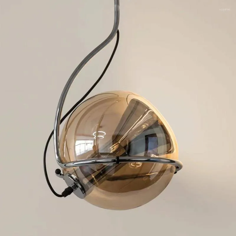 Lampes suspendues éclairage rétro lumière salle à manger plafonniers modernes poulie en cristal de verre industriel