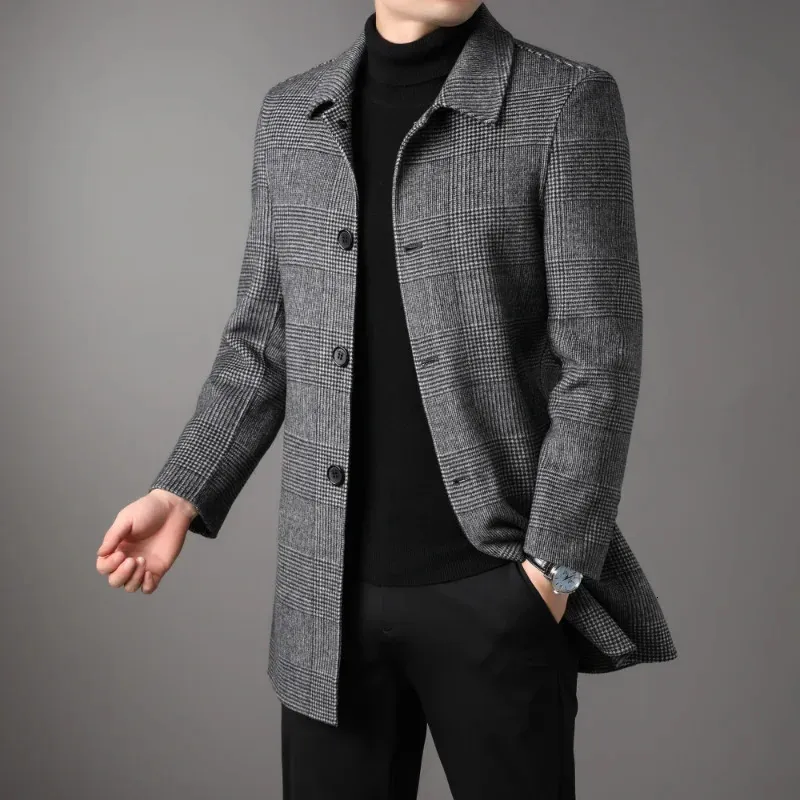 Männer Wolle Mischungen Top Grade Männer Xlong Einreiher Mantel 2023 Herbst Winter Business Casual Klassische Marke Jacke 231118