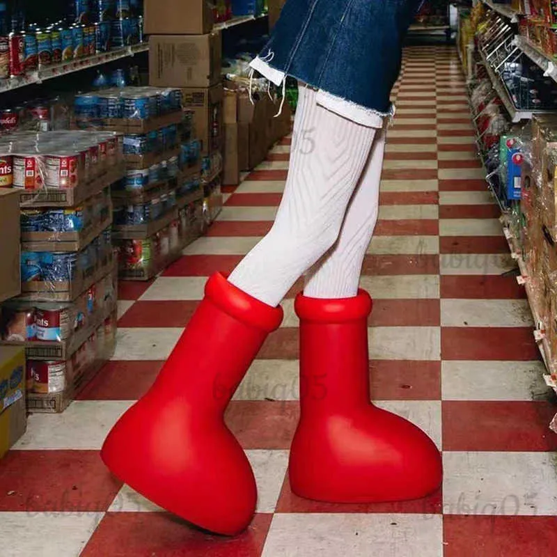 Boots Big Red Knee High Boots Round Toe Balloon Slip on Ladies Casual Boots 2023 New Solid Color Brand High Quality Boots Fashion T231118