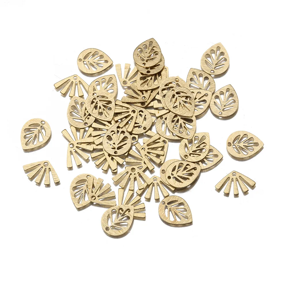 50pcs/partia Teksturowana surowa mosiężna unikalne liście Chamrs wentylator wentylator Sunburst Charms wisior do majsterkowiczów bransoletki biżuteria tworzenie mody biżuterii biżuterii