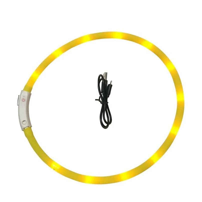 Collari per cani Guinzagli Collari per cani luminosi a led Collare luminoso ricaricabile tramite USB Collare regolabile per animali domestici di grandi dimensioni Luce lampeggiante di sicurezza Dhmks