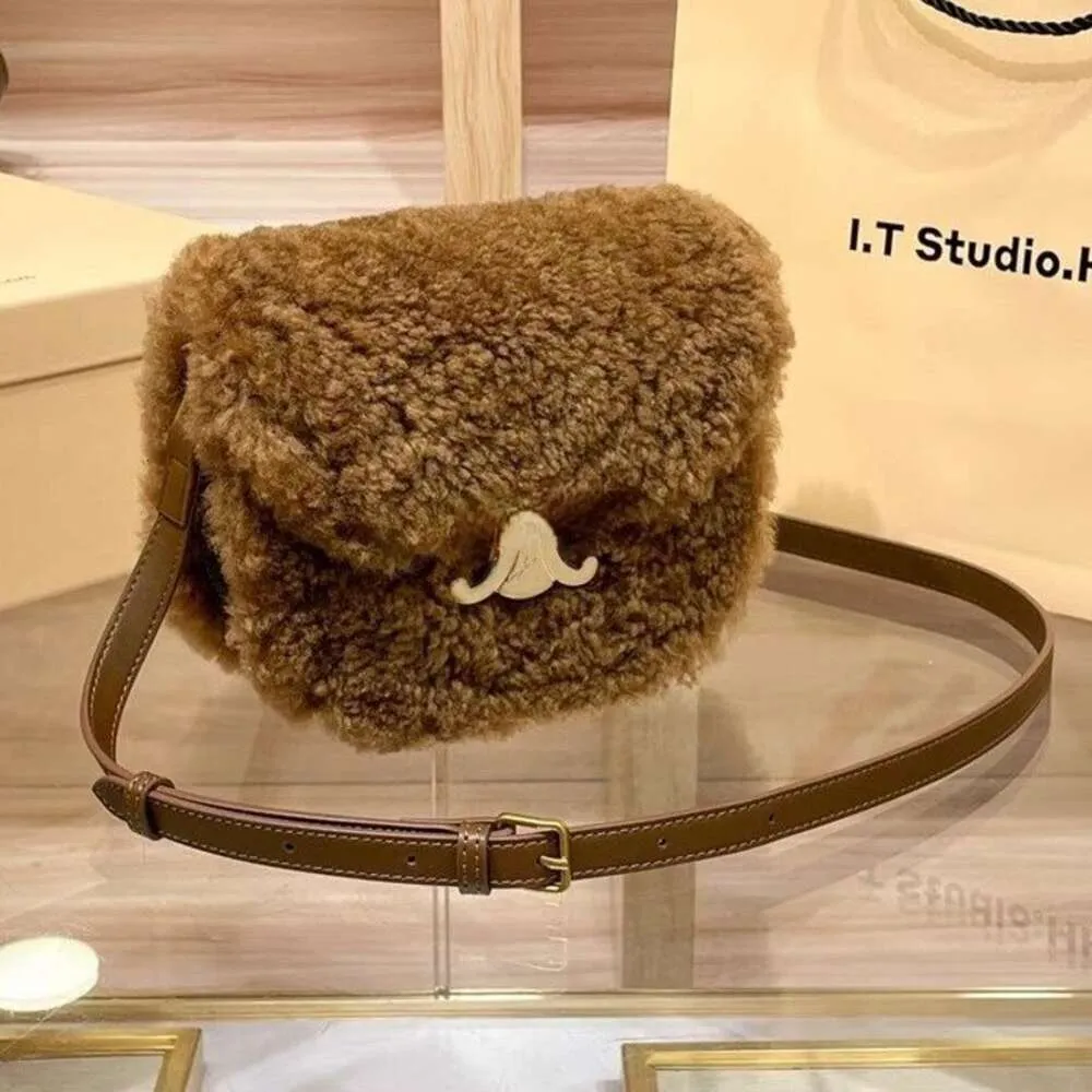 Fashion teddy hobo bag women's shoulder Bag Ce designer bags women nubuck leather handbag metal buckle messenger bag