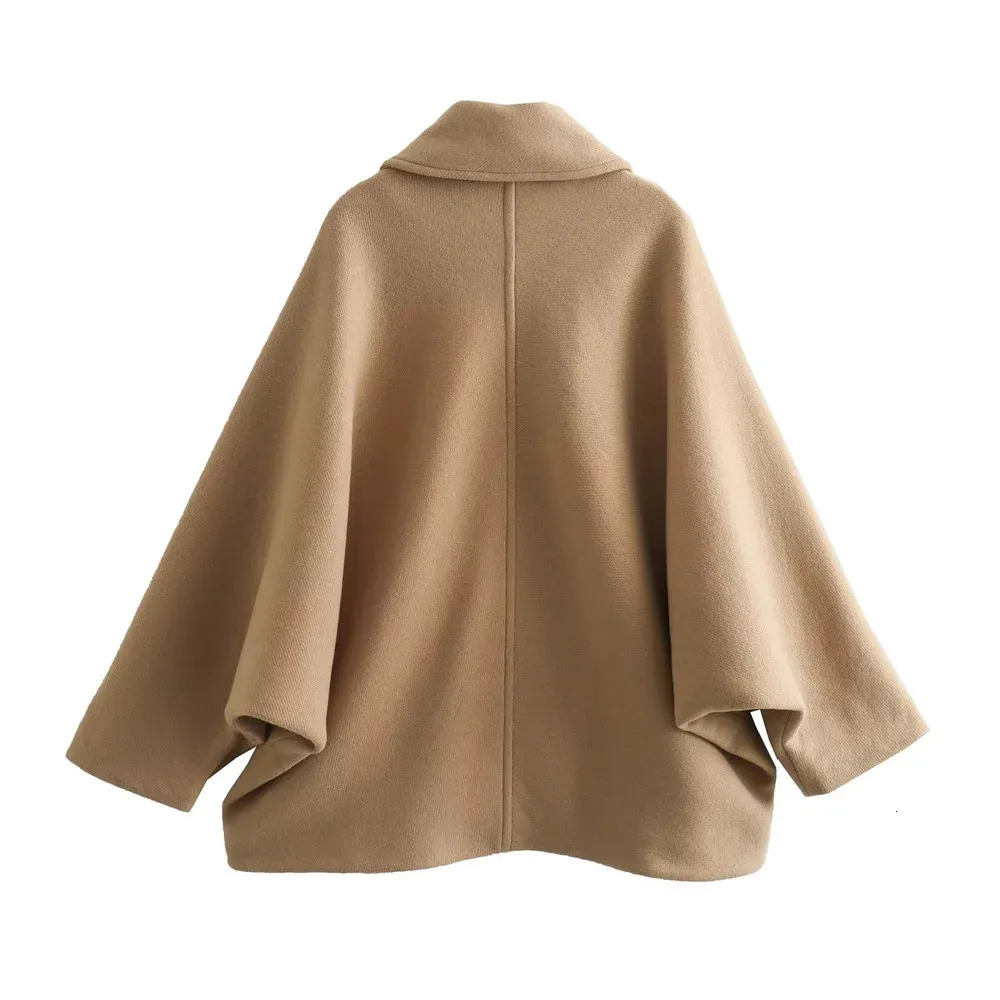 Poncho Court à Manches Chauve-souris Pour Femme - Manteau Cape Ceinturé Automne-hiver - Style élégant Et Chaud - 4