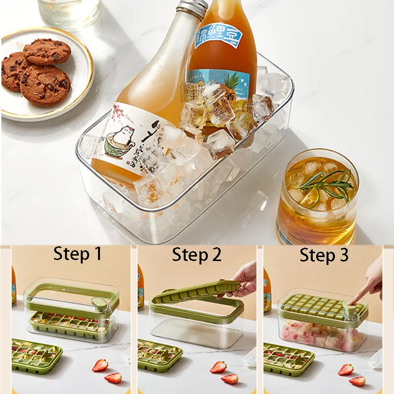 Ice Cube Maker With Storage Box Silicone Press Type Ice Cube Makers Ice Tray Making Mould For Bar Gadget Kitchen Accessories