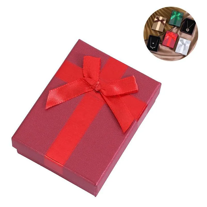 Gift Wrap Bow Jewelry Box Gifts Rings Earrings Creative Storage Ring Couple Jewelrys Packaging Boxes Drop Delivery H Dhgarden Dhf8C