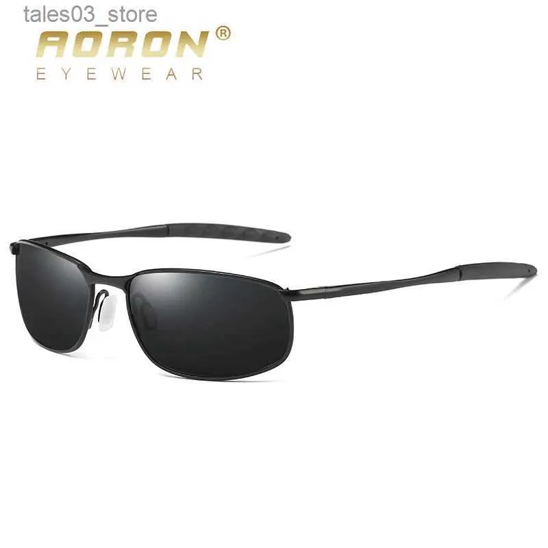 Lunettes de soleil AORON hommes lunettes de soleil polarisées pour sport rectangle miroir lunettes de soleil hommes alliage cadre UV400 lunettes de soleil lunettes Q231118