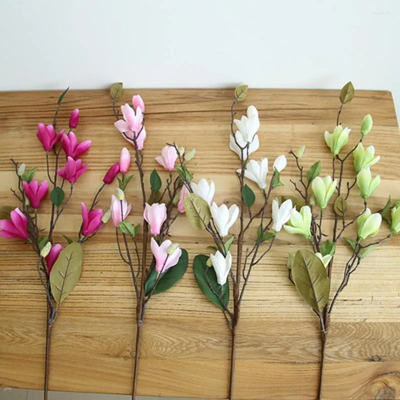 Fleurs décoratives fraîches créatives 9 têtes branche de Magnolia artificielle bricolage Simulation exquise El décor