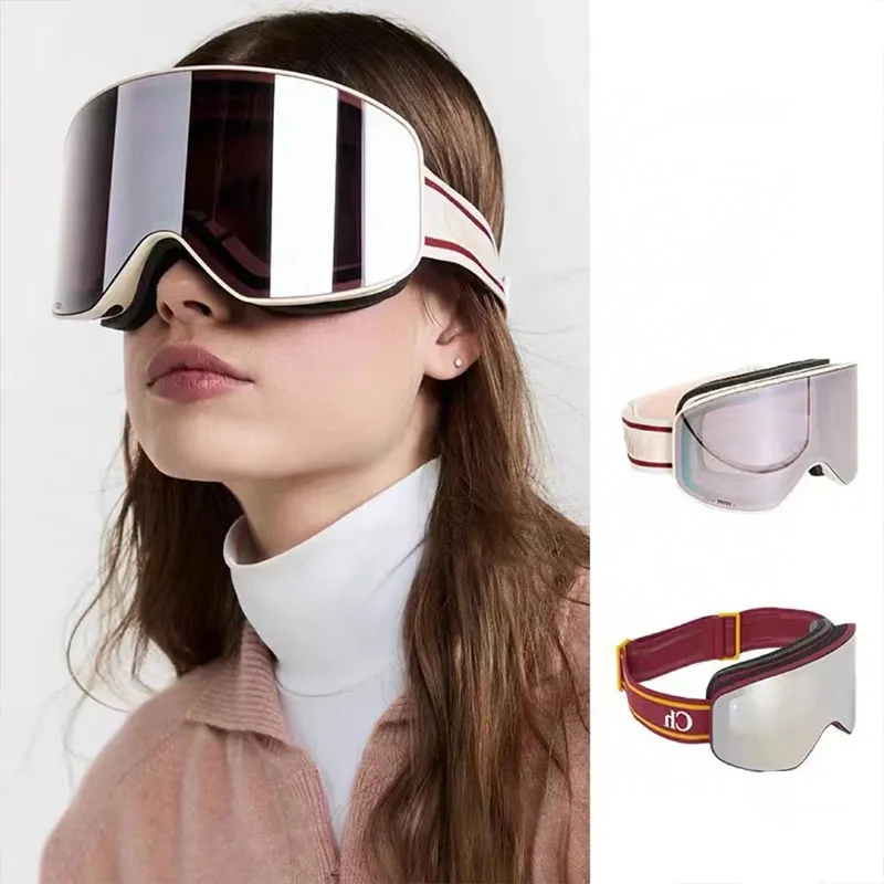 Designer Skibrillen Skier Sonnenbrille Männer Frauen professionelle Top-Qualität-Rosa-Brillen Blau Doppelschicht nebelsicherer Winter im Freien Schnee Ski-Sport-Luxusmarke