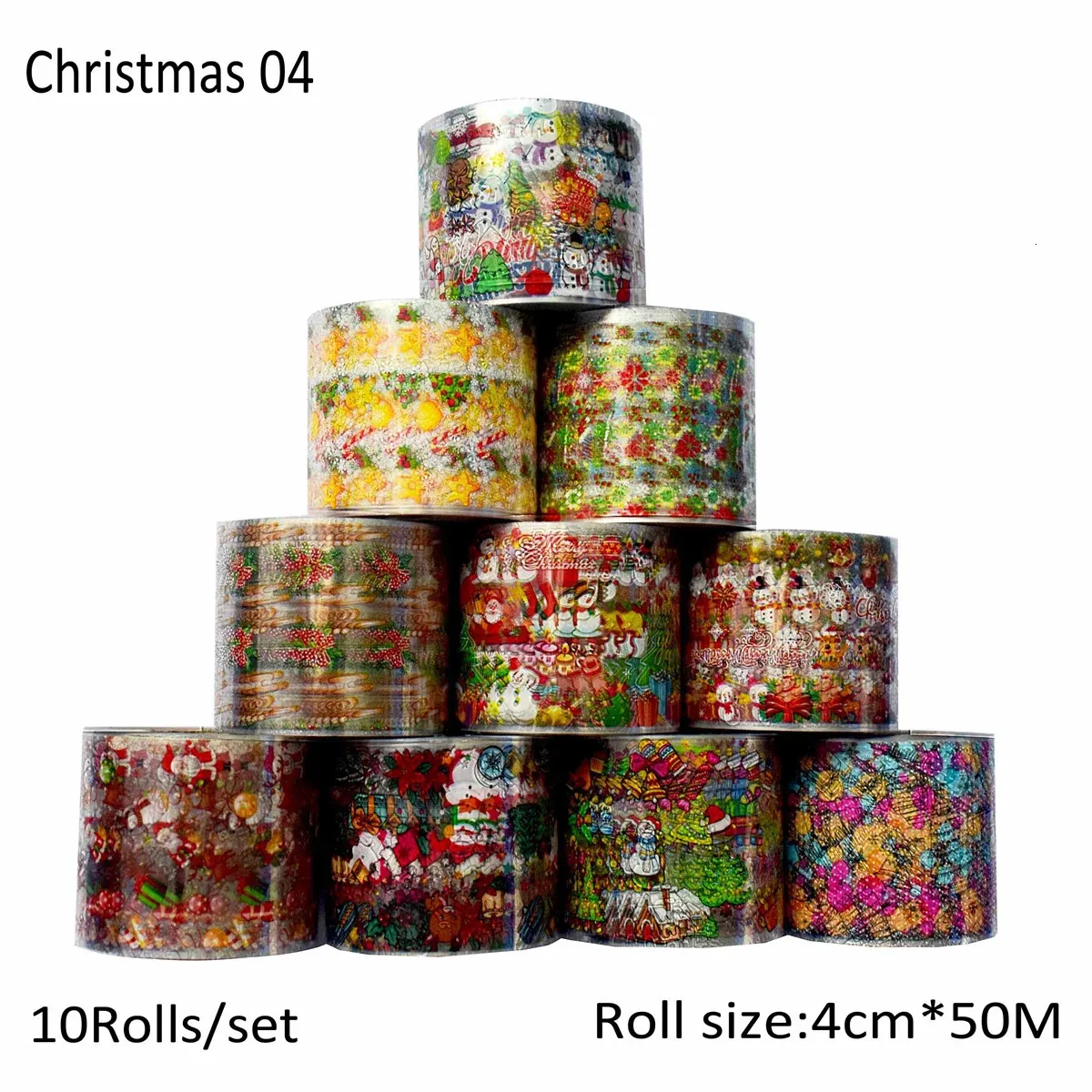 Stickers Decals 10Rolls Christmas Nail Art Foil Transfer Stickers Tips Holographic Nails Christmas Symbols Decals Acrylic Decals DIY Decorations 231117