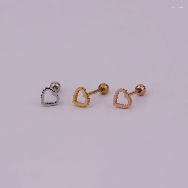 Stud Earrings Simple Cute Small Stainless Steel Hollow Heart Ear Cartilage Earring Trendy Punk Gold Color Black Cuff Jewelry