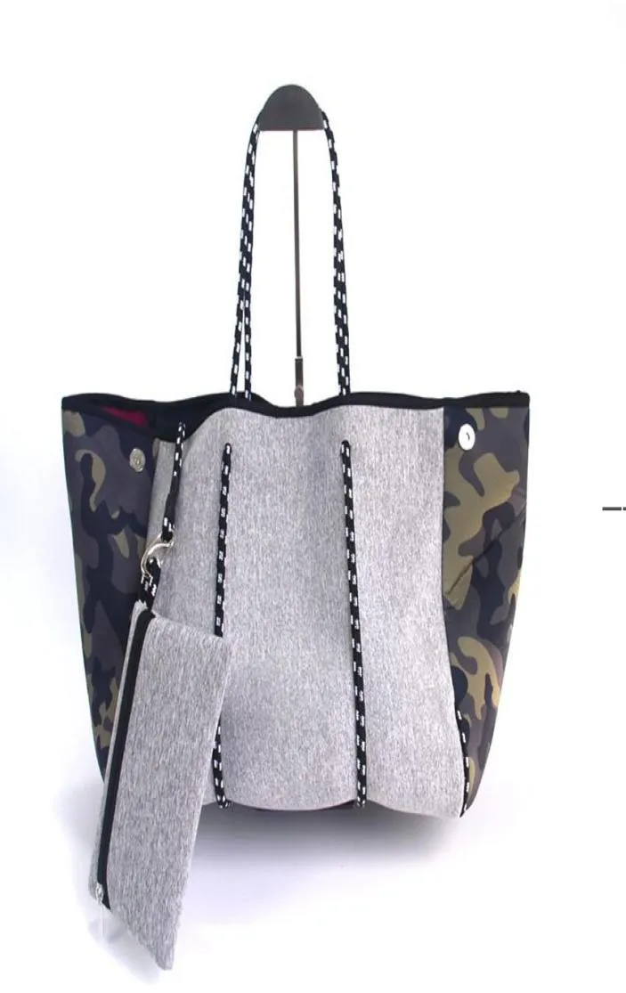 Leopard Print Camo Neoprene Beach Bag med handväskor 32 Styles Diaper Package Outdoor Camping Yoga Totes Sea Owd94244684492