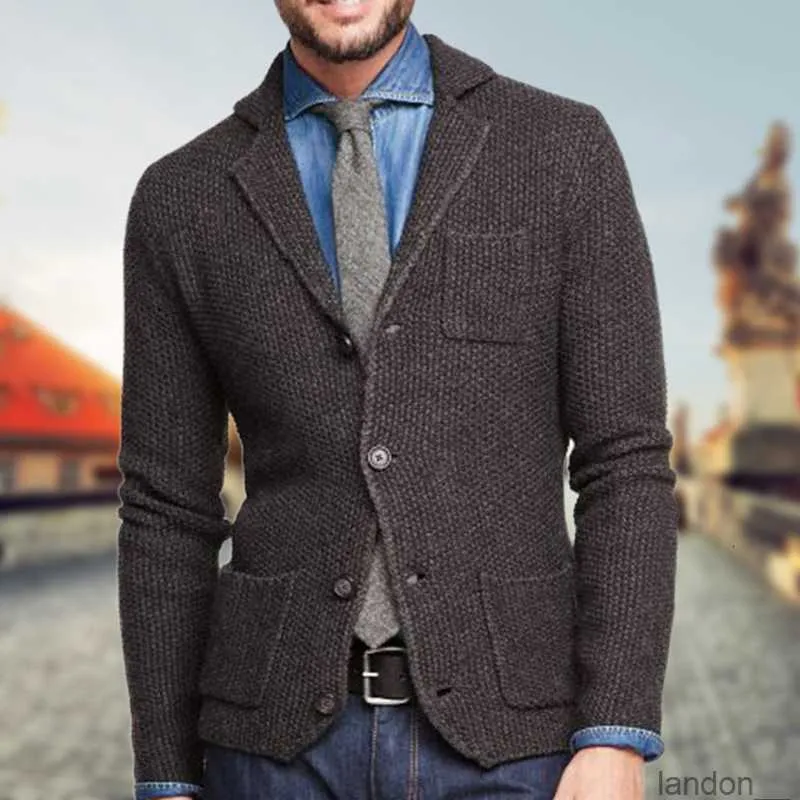 Manteau en laine à manches longues et col de costume pour homme, tricot, style automne et hiver, SY0161