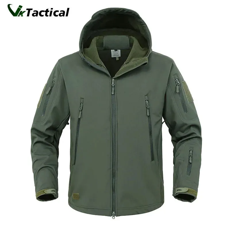 Mensjackor Militär Shark Skin Soft Shell Jacket Tactical Windproof Waterproof Combat Hooded Bomber 231118