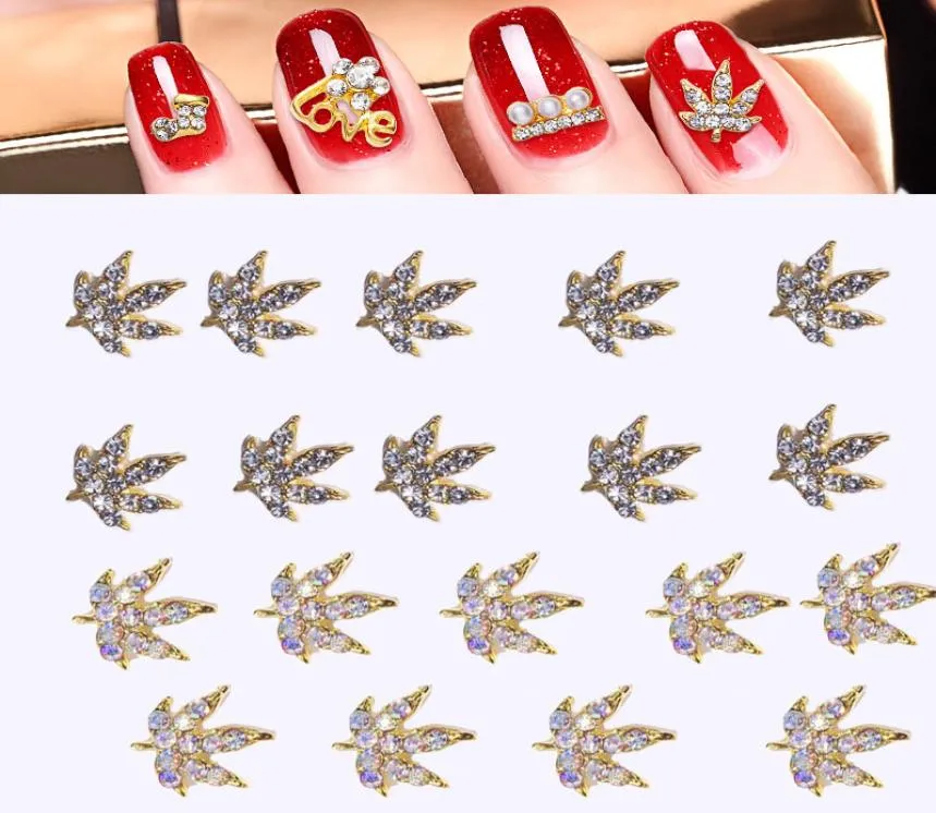 ABClear 10 pz Nail Strass Fascino 3D Nail Art Strass in lega 4 Strass Foglia Charms Bellezze per gemme d'arte2531867