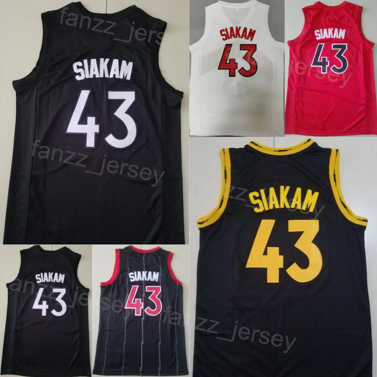 City Pascal Siakam Basketball Jersey Man Man Ended Association Icon for Sport Fan Team Black Red White Kolor Doskonała jakość Haft i zszyta