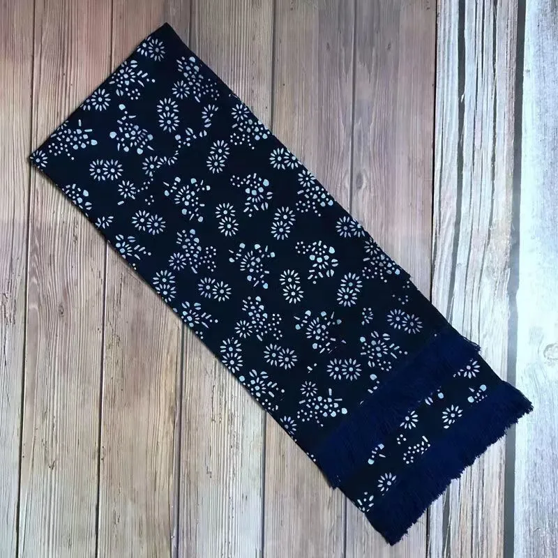 Новый шарф ручной работы из батика, хлопок, синий ситцевый шарф для женщин