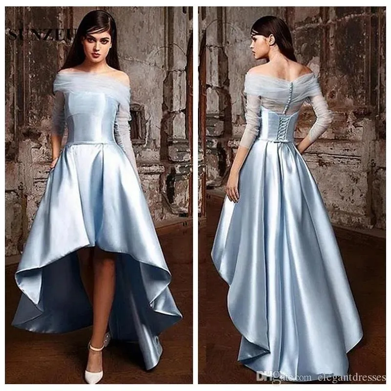 Bleu ciel A-ligne haute basse robes de bal pas cher Hi-Lo courte pure tulle formelle occasion spéciale robes de soirée robes de soirée robes de soirée