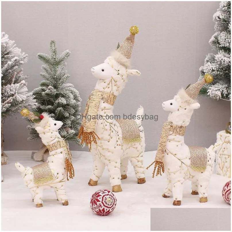 Christmas Decorations Xmas Christmas Decorations Alpaca Llama Plush Toys Stuffed Animal Sheep Dolls For Kids New Year Decoration Cute Dhpvu