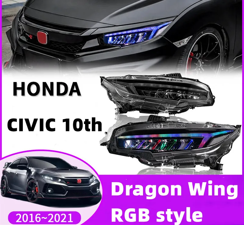Honda Civic 10th 20 16-2021 RGBヘッドライト信号ライトのLEDデイライト電球
