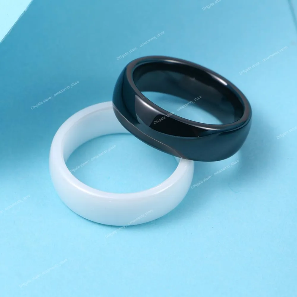 Atacado joias de cerâmica largas 3 mm e 6 mm de alta qualidade lindo preto branco suave anel de cerâmica radian para mulheres meninas anillo joias da moda anéis de cerâmica branca