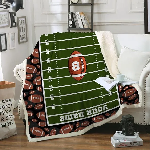 Blankets 3D Printed Basketball/football/ Tennis Sherpa Blanket Plush Velvet Warm Sheet Cartoon Office Nap 005