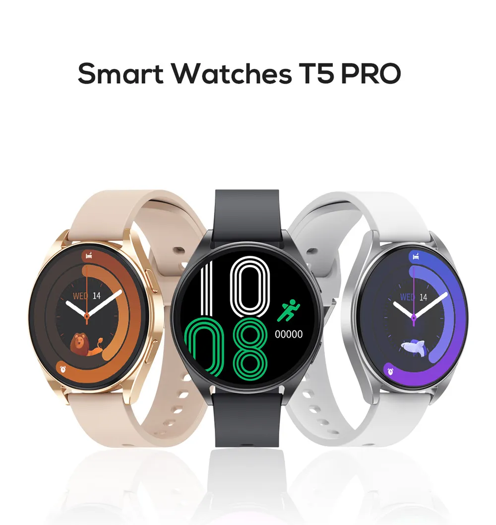 Relógio inteligente T5 Pro masculino, relógio esportivo multifuncional, discagem, rastreador de atividade, frequência cardíaca, pressão arterial, pulseira de monitoramento com carregador sem fio, banda Biamond