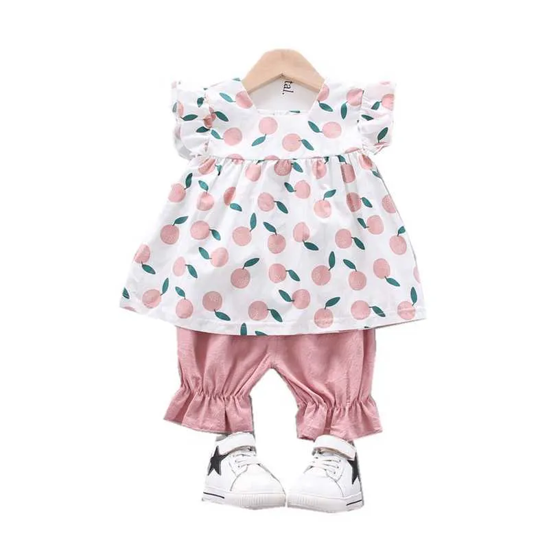 Сета New Summer Summer девочки одежда детская мультипликационная платья для модных шортов 2pcs/sets малыш. Случайный костюм для детской одежды для детей костюм P230418